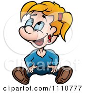 Clipart Happy Blond Girl Sitting Royalty Free Vector Illustration