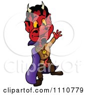 Clipart Happy Devil Presenting Royalty Free Vector Illustration
