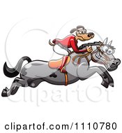 Poster, Art Print Of Equestrian Dog On A Leaping Horse