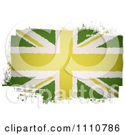 Painted Uk British Union Jack Flag In Green