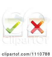 Poster, Art Print Of Right And Wrong Check And X Mark Tags With Taped Corners