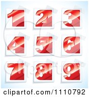 Poster, Art Print Of Red Number Tags With Taped Corners