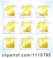 Poster, Art Print Of Yellow Number Tags With Taped Corners