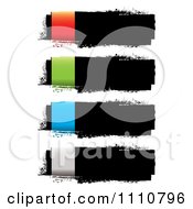 Poster, Art Print Of Grungy Black Ink Banners With Colorful Rectangles On The Left Side