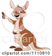Cute Kangaroo Pointing Upwards To The Left