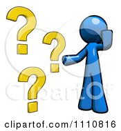 Clipart Blue Guy With Questions Royalty Free CGI Illustration