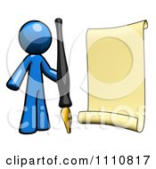 Poster, Art Print Of Register Blue Guy With A Scroll And Pen