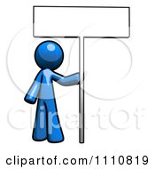 Clipart Testimonials Blue Guy With A Sign Royalty Free CGI Illustration by Leo Blanchette