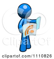 Clipart RSS Blue Guy Reading News Royalty Free CGI Illustration by Leo Blanchette