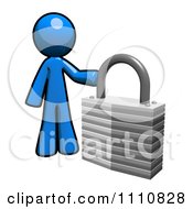 Poster, Art Print Of Privacy Blue Guy With A Padlock