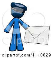 Poster, Art Print Of Contact Blue Guy Holding An Envelope 2