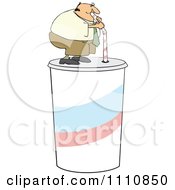 Poster, Art Print Of Chubby Man Drinking From A Straw On A Giant Fountain Soda