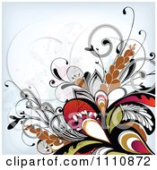 Poster, Art Print Of Floral Background With Grunge And Tribal Flourishes