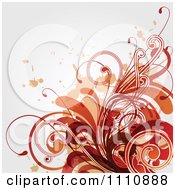Poster, Art Print Of Grungy Red And Orange Floral Background With Copyspace