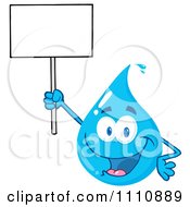 Clipart Water Drop Holding Up A Sign Royalty Free Vector Illustration