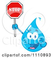 Clipart Water Drop Holding A Stop Sign Royalty Free Vector Illustration