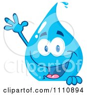 Clipart Water Drop Waving Over A Sign Royalty Free Vector Illustration