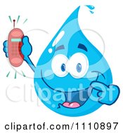 Clipart Water Drop Holding A Ringing Mobile Phone Royalty Free Vector Illustration by Hit Toon