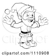 Clipart Black And White Outline Of Santa With Open Arms Royalty Free Vector Illustration