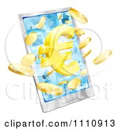 Poster, Art Print Of 3d Cell Phone With A Gold Euro Symbol And Coins Bursting From The Screen