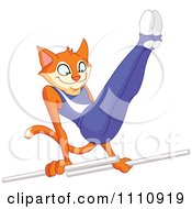 Clipart Athletic Gymnast Cat On The Bars Royalty Free Vector Illustration