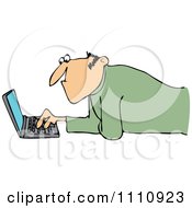 Poster, Art Print Of Man Propped Up On His Elbows And Using A Laptop On The Floor
