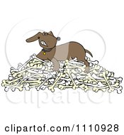 Clipart Hound Dog Guarding His Pile Of Bones Royalty Free Vector Illustration