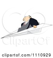 Poster, Art Print Of Businessman Flying On A Paper Plane