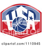 Poster, Art Print Of Basketball Over A Patriotic Usa Back Board Shield 2