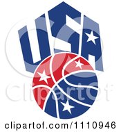 Clipart Starry Basketball Over Patriotic Blue Usa Text Royalty Free Vector Illustration