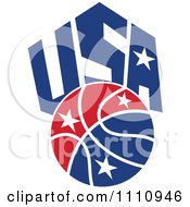 Poster, Art Print Of Starry Basketball Over Patriotic Blue Usa Text