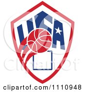 Poster, Art Print Of Basketball Over A Patriotic Usa Back Board Shield 4