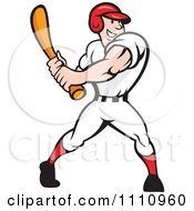 Poster, Art Print Of Happy Baseball Player Swinging A Bat