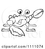 Clipart Outlined Stressed Crab Pointing Royalty Free Vector Illustration
