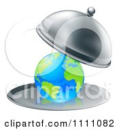 3d Globe Searved On A Silver Platter