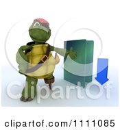 Poster, Art Print Of 3d Illegal Download Hook Hand Tortoise Pirate With A Blue Folder