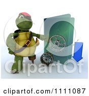Poster, Art Print Of 3d Illegal Movie Download Pirate Tortoise With A Blue Folder And Film Reels