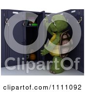 Poster, Art Print Of 3d Tortoise Opening His School Locker
