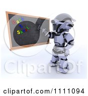 Poster, Art Print Of 3d Robot Teacher Presenting A Black Board With Back 2 Skool Magnets