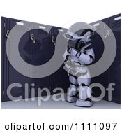 Poster, Art Print Of 3d Robot Standing By His School Locker