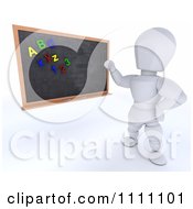 Poster, Art Print Of 3d White Character Teacher Presenting A Black Board With Magnets
