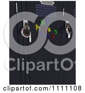 Clipart 3d School Lockers With Padlocks And Magnets Royalty Free CGI Illustration