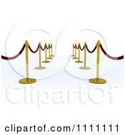 Poster, Art Print Of 3d Velvet Ropes And Gold Poles Along A Path