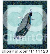 Poster, Art Print Of Peacock Over Lace And A Feather Pattern