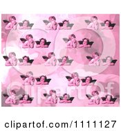 Poster, Art Print Of Collage Pattern Of Victorian Cherubs In Pink Tones