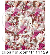 Poster, Art Print Of Collage Pattern Of Victorian Christmas Angels In Bronze And Pink Tones