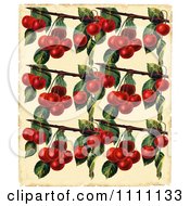 Poster, Art Print Of Collage Pattern Of Cherry Branches On Parchment
