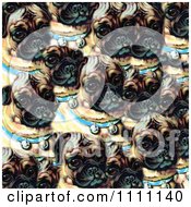 Collage Pattern Of Victorian Pugs With Bell Collars