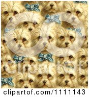 Collage Pattern Of Victorian Terrier Dogs With Blue Bows