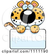 Poster, Art Print Of Cute Leopard Cub Over A Sign